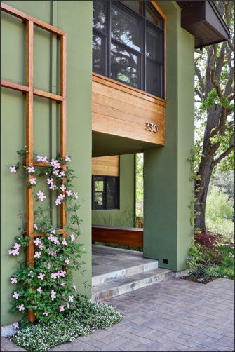 Exterior casa pequena y moderna verde