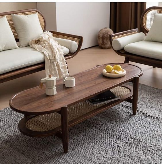 mesas vintage ovalada para sala de estar pequena