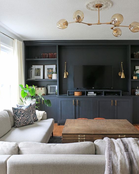 Muebles de tv en negro para casas pequenas