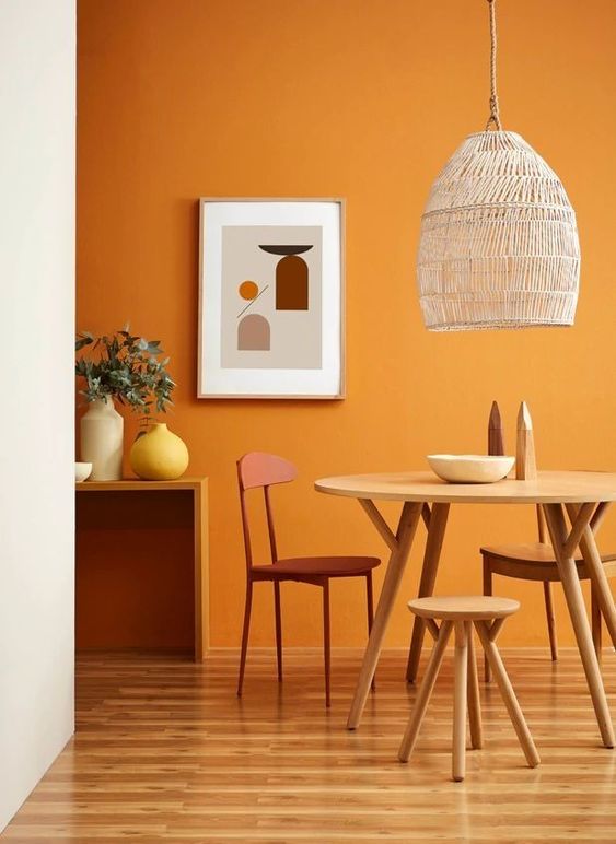 paredes naranjas calidas y modernas