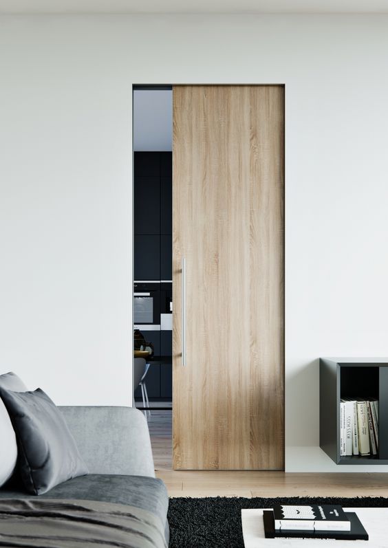 puerta corredizas de simil madera empotradas modernas