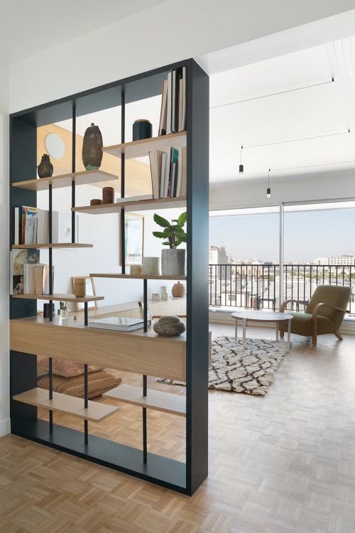 division con biblioteca de madera
