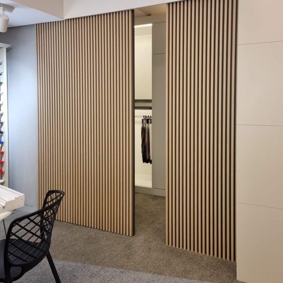 division con puerta corredera de madera moderna