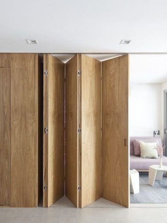 division con puerta corredera de madera