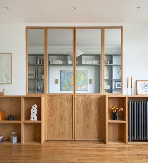 division de madera y vidrio