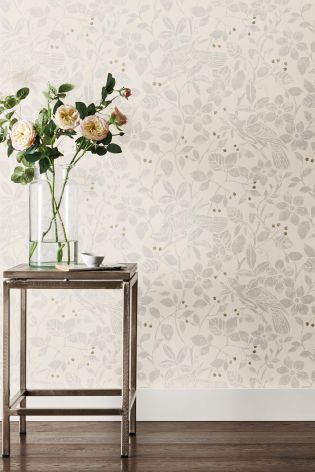 Diseno papel tapiz moderno flores metalizadas