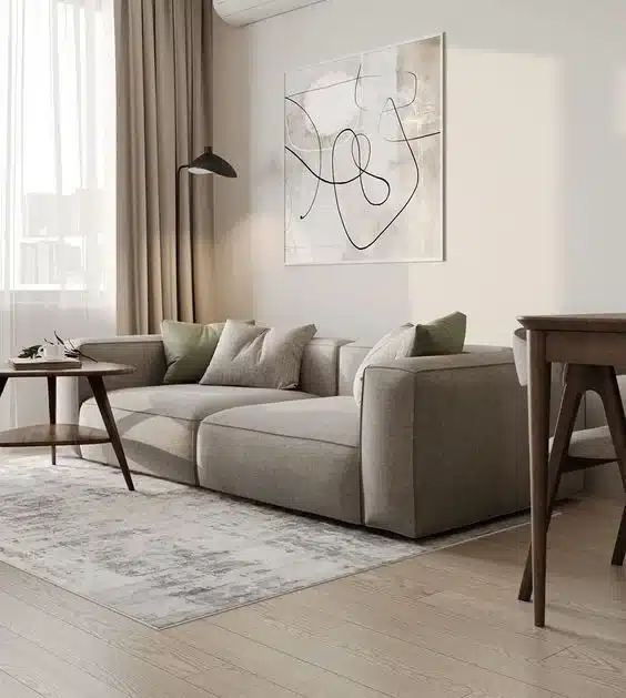 Decoracion minimalita en tonos tierra