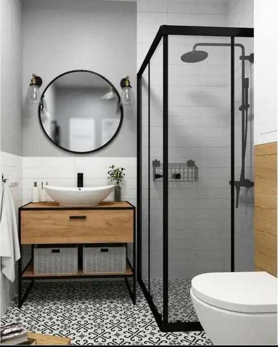 Muebles estilo industrial para baños pequeños