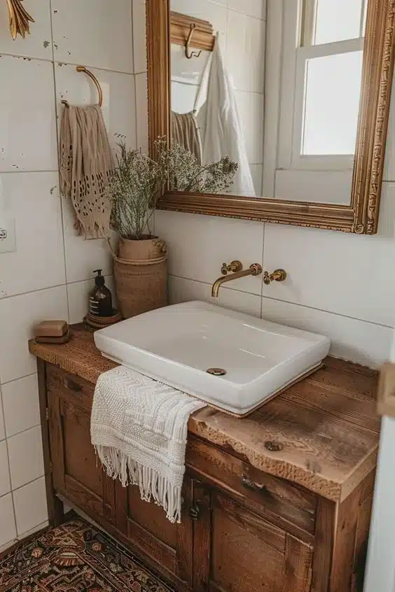 Muebles estulo rustico para baños pequeños