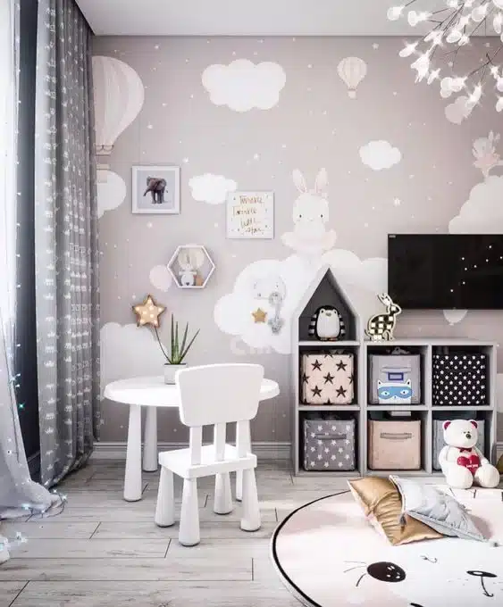 Papel tapiz para habitacion infantil nena