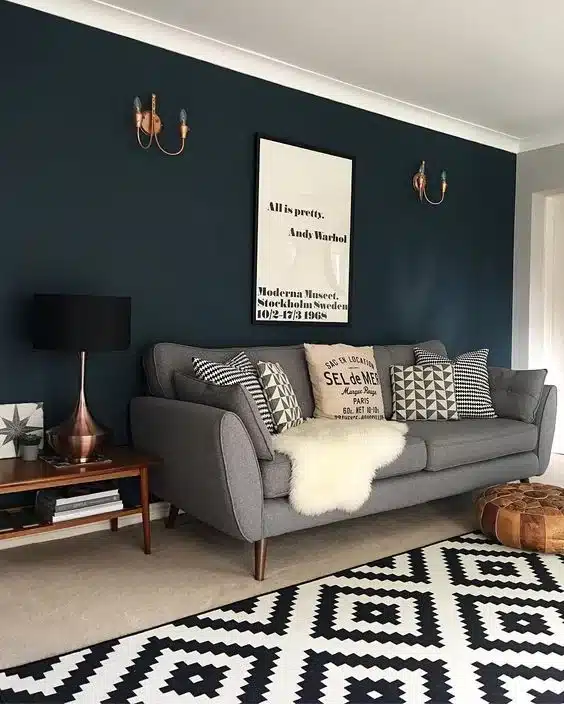 Pared de sofa con color destacado
