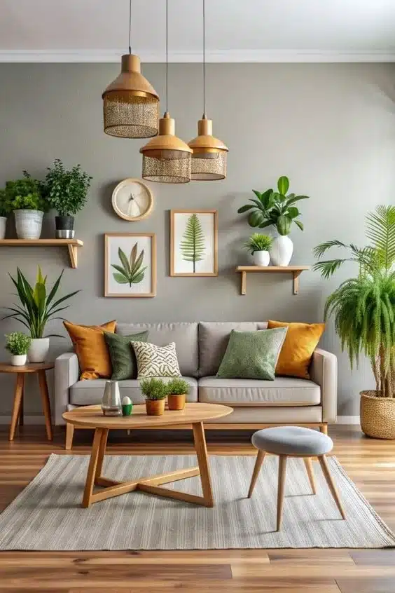 Pared de sofa con plantas