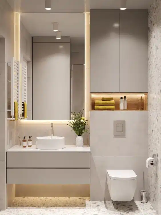 iluminar estantes y armarios en baños pequeños