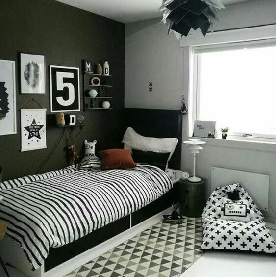 Habitacion pequeña para niños en blanco y negro