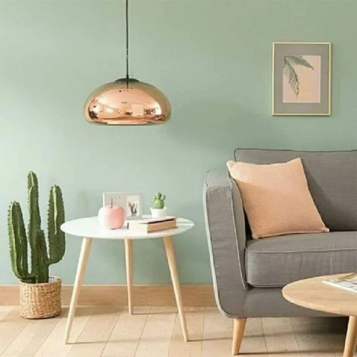 Paredes verde menta combinado con coral