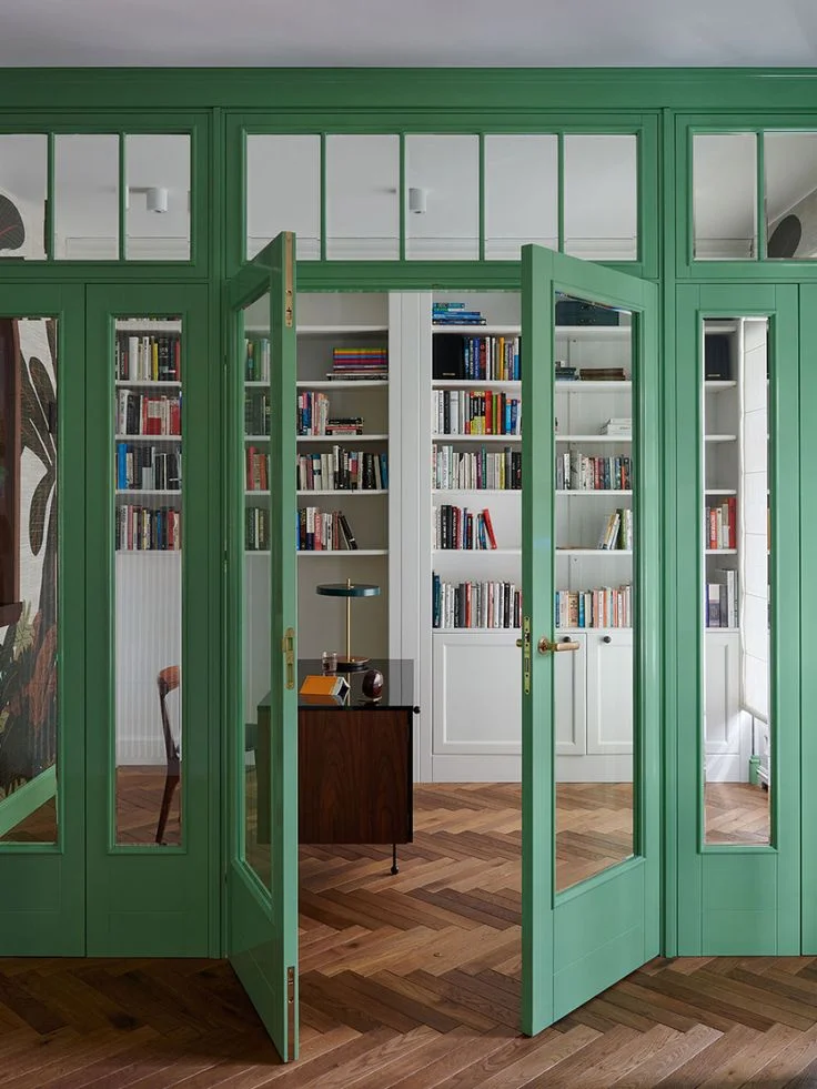 Casas con Puertas y ventanas verde aqua