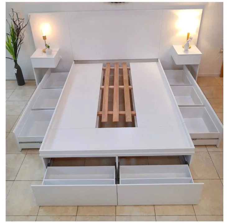 Modelo de cama de dos plaza con cajones