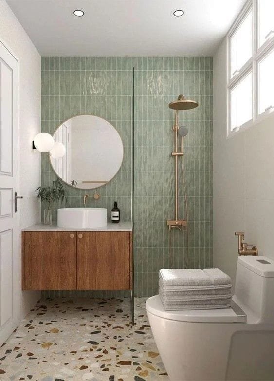 Muebles de madera en baños pequeños
