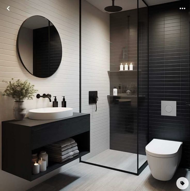 Muebles negros en baños pequeños