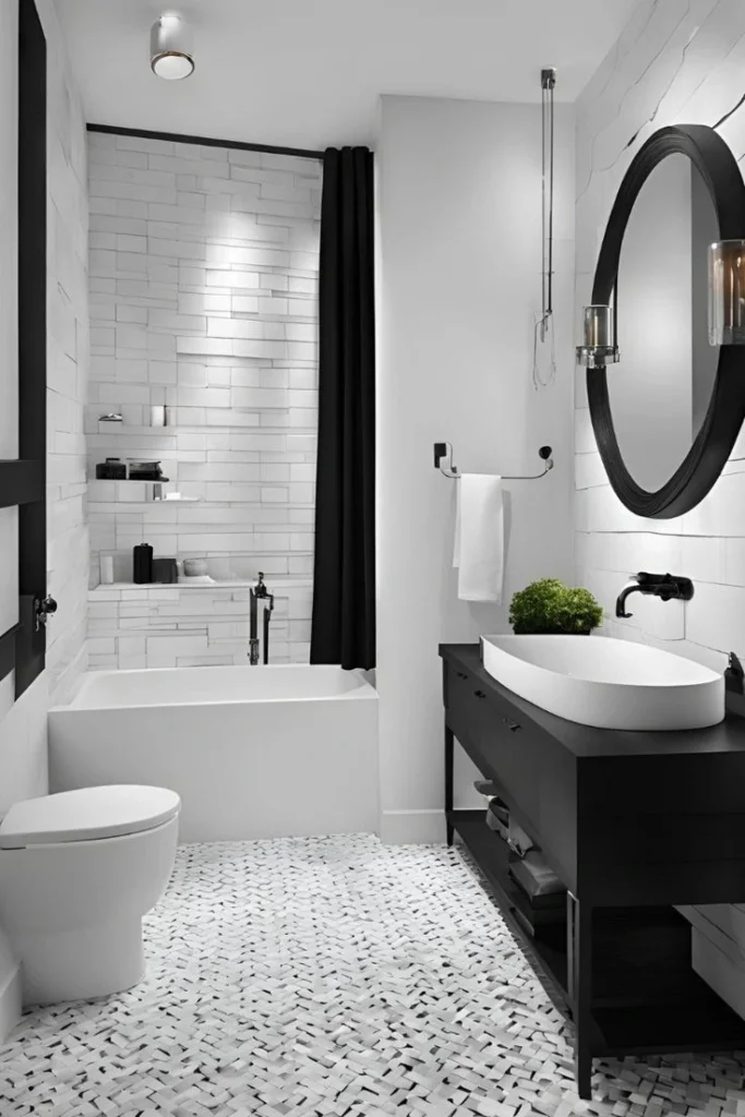 baño pequeño en blanco y negro moderno