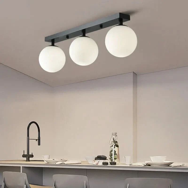 isla de cocina con luces de bola