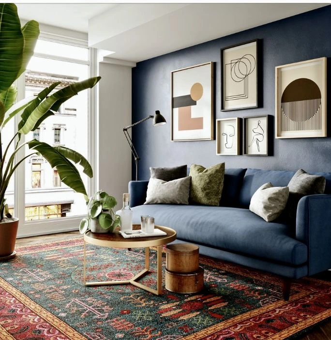 pared de acento azul