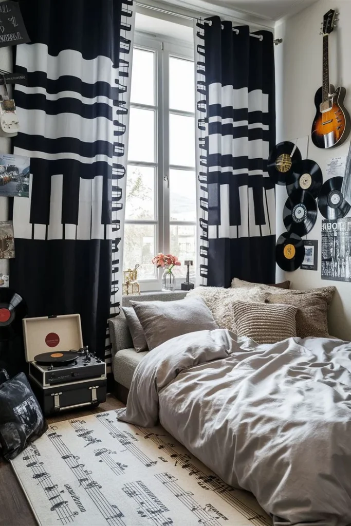 Dormitorio con estilo musical