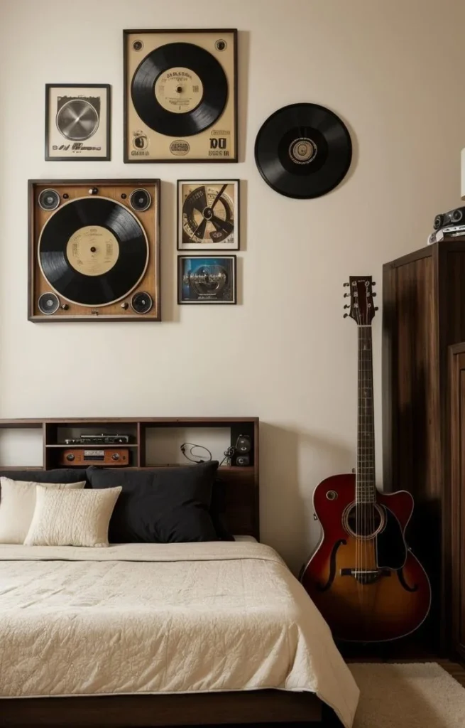 Dormitorio para adultos con estilo musical