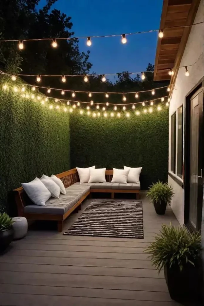 Patio pequeño con deck de madera