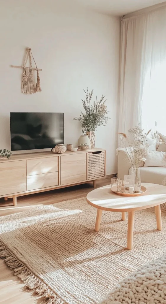 muebles sobre pisos de madera clara